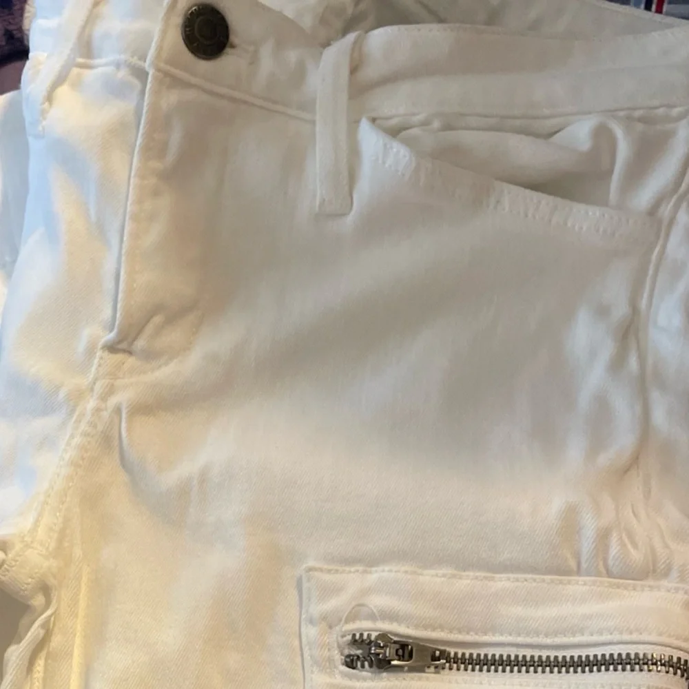 Helmut Lang White‎ High Rise Ankle Jeans Size 26 Zipper Pocket Moto Basic Casual